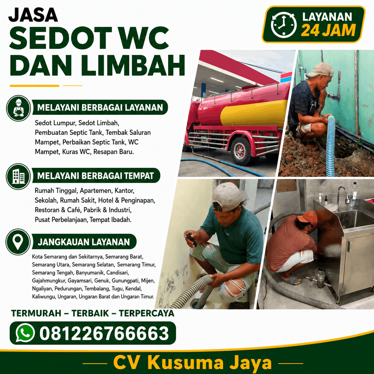 Pekerjaan Kuras Septic Tank Semarang CV Kusuma Jaya